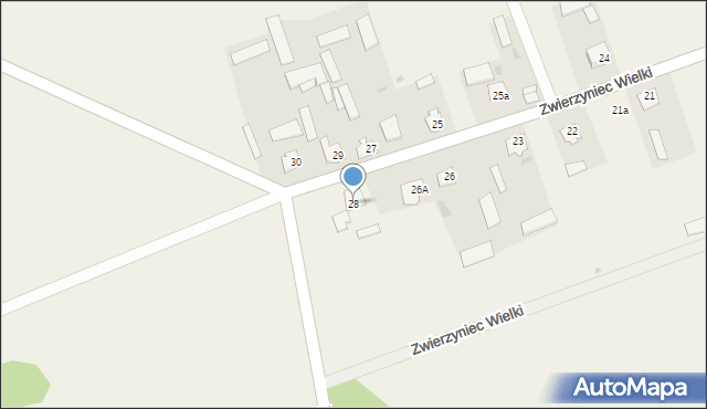 Zwierzyniec Wielki, Zwierzyniec Wielki, 28, mapa Zwierzyniec Wielki