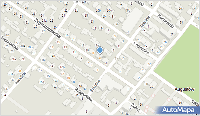 Augustów, Zygmuntowska, 6, mapa Augustów