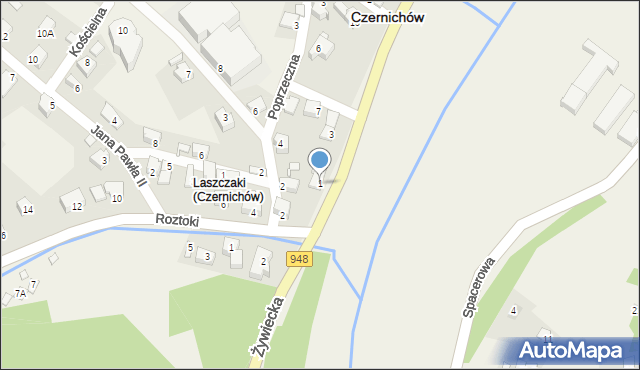 Czernichów, Żywiecka, 1, mapa Czernichów