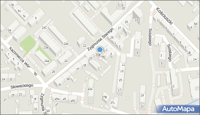 Gliwice, Zygmunta Starego, 33b, mapa Gliwic