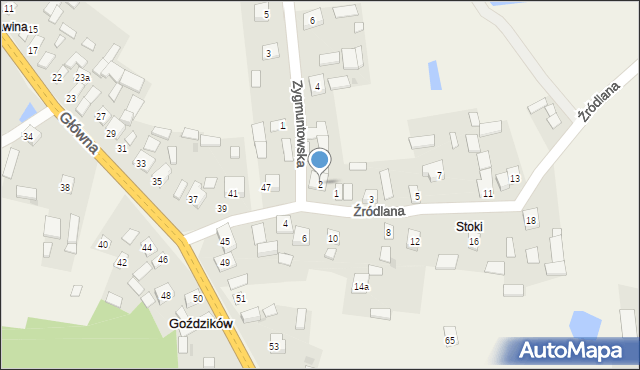 Goździków, Zygmuntowska, 2, mapa Goździków