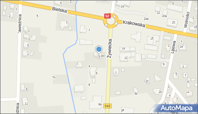 Kobiernice, Żywiecka, 2, mapa Kobiernice