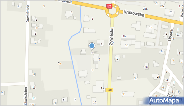 Kobiernice, Żywiecka, 4, mapa Kobiernice