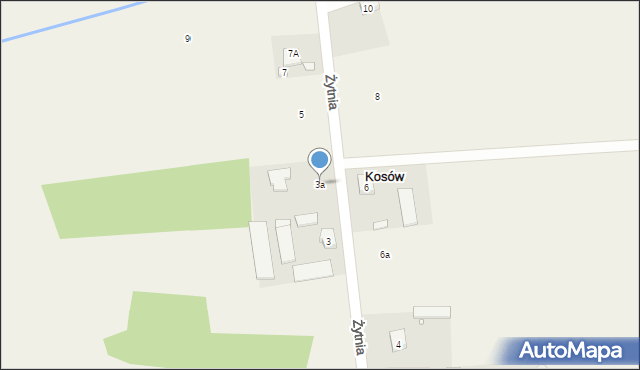 Kosów, Żytnia, 3a, mapa Kosów