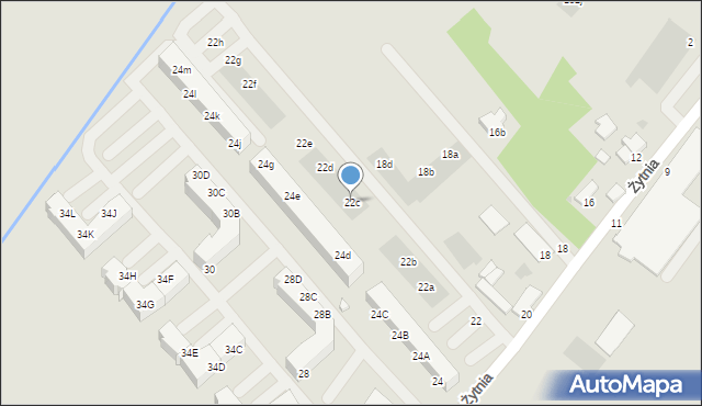 Koszalin, Żytnia, 22c, mapa Koszalina