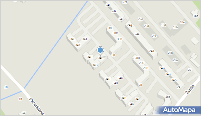 Koszalin, Żytnia, 34F, mapa Koszalina