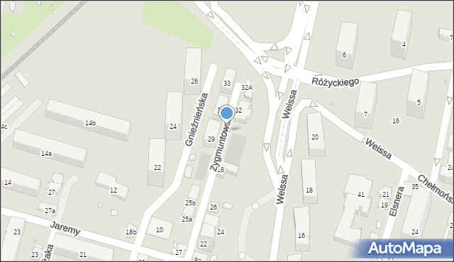 Kraków, Zygmuntowska, 30, mapa Krakowa