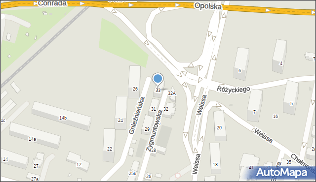 Kraków, Zygmuntowska, 33, mapa Krakowa