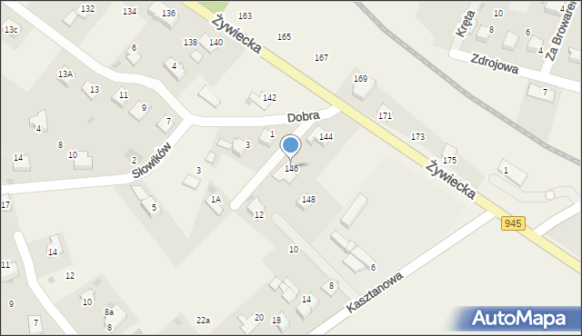 Łodygowice, Żywiecka, 146, mapa Łodygowice