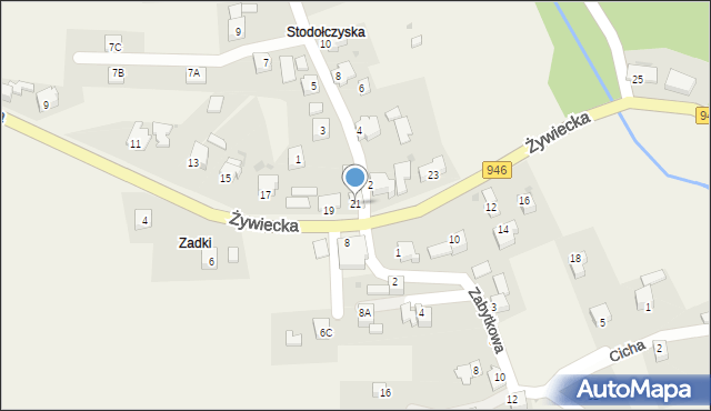 Okrajnik, Żywiecka, 21, mapa Okrajnik