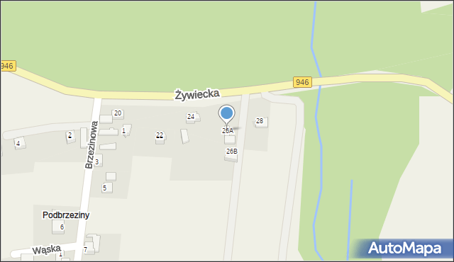 Okrajnik, Żywiecka, 26A, mapa Okrajnik