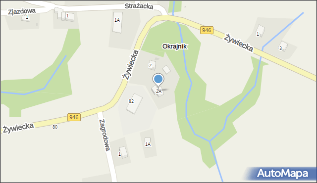 Okrajnik, Żywiecka, 2A, mapa Okrajnik