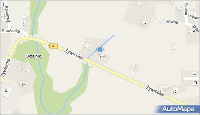 Okrajnik, Żywiecka, 3, mapa Okrajnik