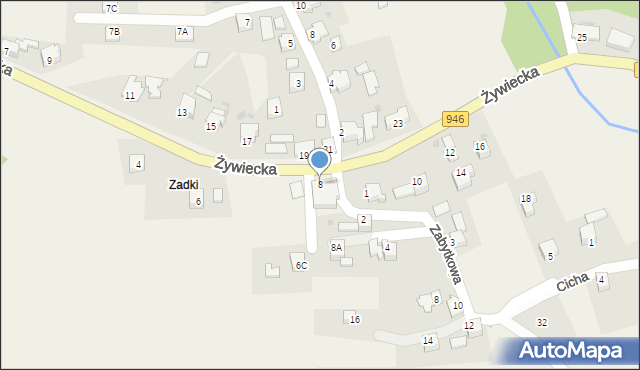 Okrajnik, Żywiecka, 8, mapa Okrajnik