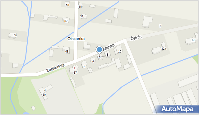 Olszanka, Żytnia, 6, mapa Olszanka