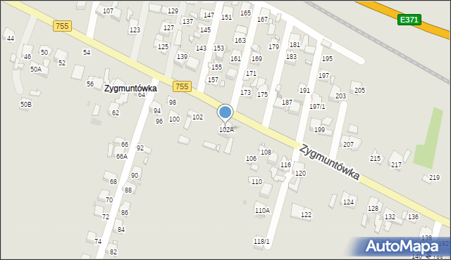 Ostrowiec Świętokrzyski, Zygmuntówka, 102A, mapa Ostrowiec Świętokrzyski