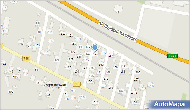 Ostrowiec Świętokrzyski, Zygmuntówka, 151, mapa Ostrowiec Świętokrzyski