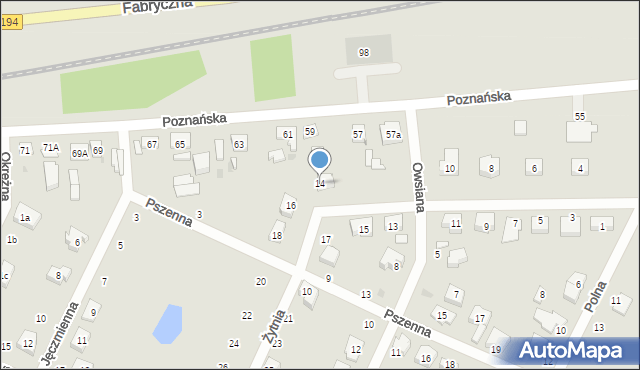 Pobiedziska, Żytnia, 14, mapa Pobiedziska