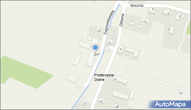 Podbrzezie Dolne, Zygmuntowska, 22A, mapa Podbrzezie Dolne