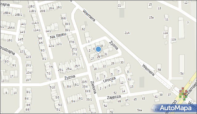 Radom, Żyzna, 29, mapa Radomia