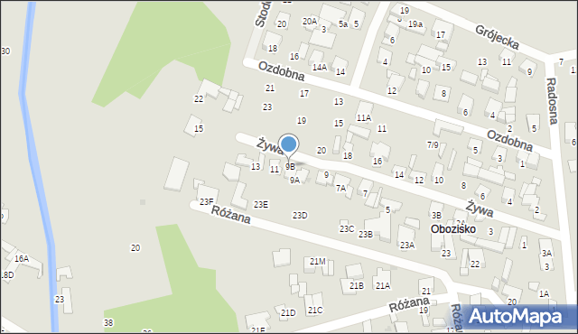 Radom, Żywa, 9B, mapa Radomia