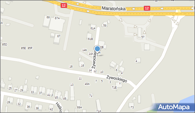 Radom, Żywockiego Zygmunta, 12a, mapa Radomia