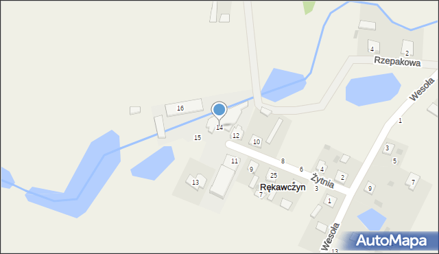 Rękawczyn, Żytnia, 14, mapa Rękawczyn