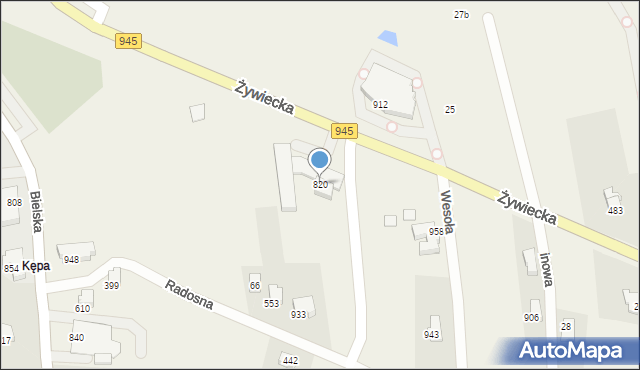 Rybarzowice, Żywiecka, 820, mapa Rybarzowice