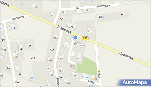 Rybarzowice, Żywiecka, 859, mapa Rybarzowice