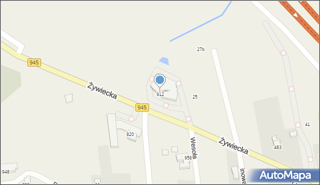 Rybarzowice, Żywiecka, 912, mapa Rybarzowice