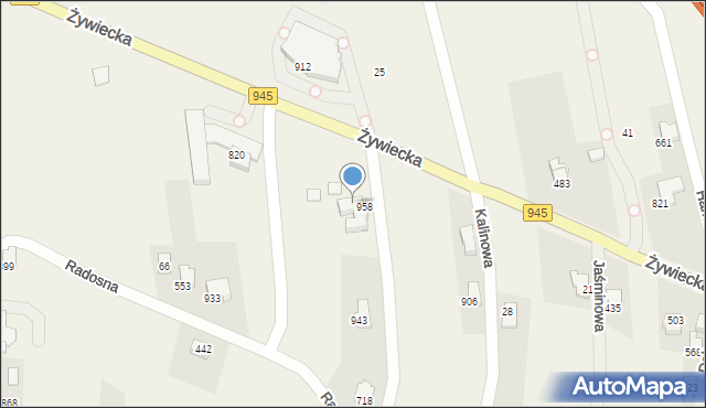 Rybarzowice, Żywiecka, 958, mapa Rybarzowice