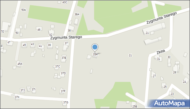 Rybnik, Zygmunta Starego, 33A, mapa Rybnika