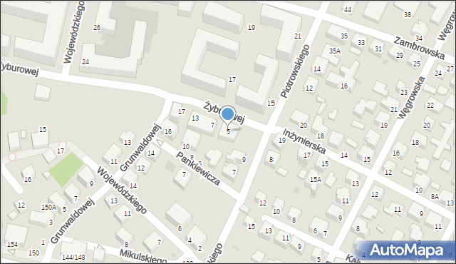 Siedlce, Żyburowej Marii, 5, mapa Siedlce