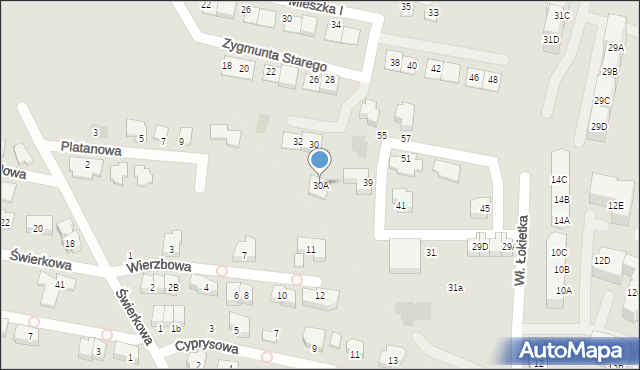 Siemianowice Śląskie, Zygmunta Starego, 30A, mapa Siemianowice Śląskie