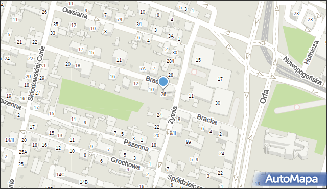 Sosnowiec, Żytnia, 26, mapa Sosnowca