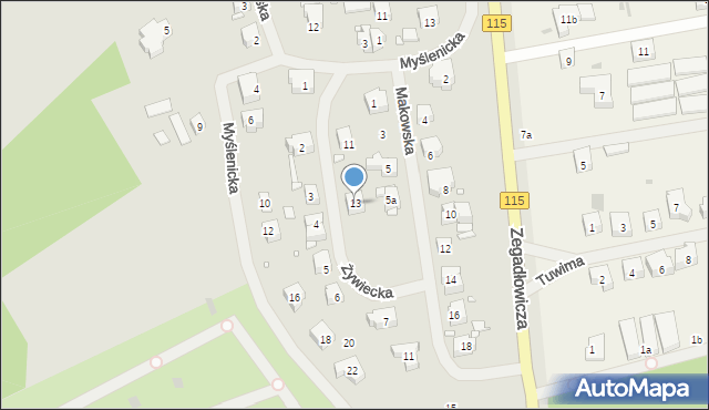 Szczecin, Żywiecka, 13, mapa Szczecina