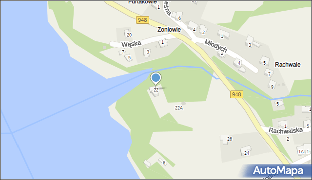 Tresna, Żywiecka, 22, mapa Tresna