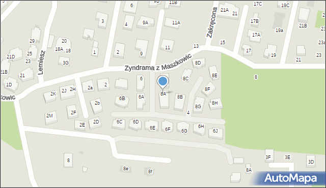 Warszawa, Zyndrama z Maszkowic, 8A, mapa Warszawy