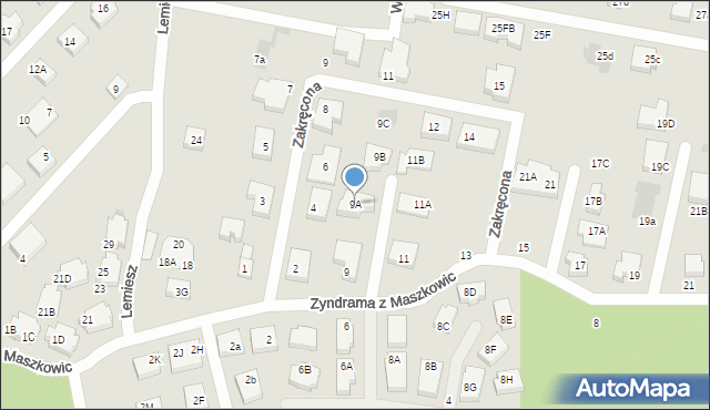 Warszawa, Zyndrama z Maszkowic, 9A, mapa Warszawy