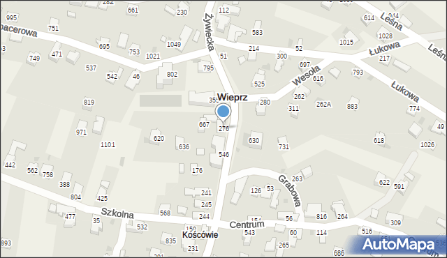 Wieprz, Żywiecka, 276, mapa Wieprz