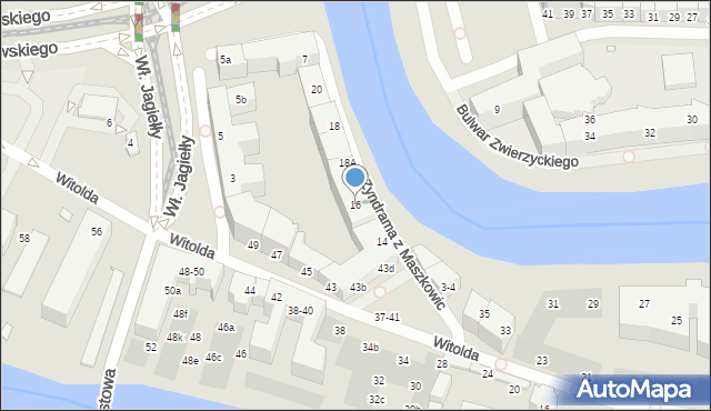 Wrocław, Zyndrama z Maszkowic, 16, mapa Wrocławia