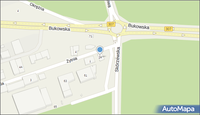 Wysogotowo, Żytnia, 1A, mapa Wysogotowo