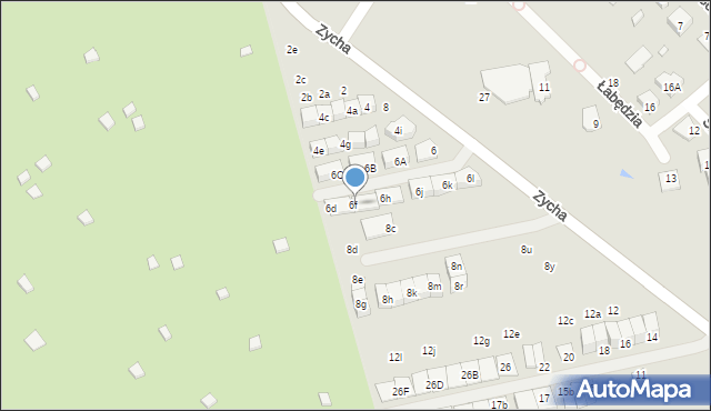 Ząbki, Zycha Sylwestra, ks., 6f, mapa Ząbki