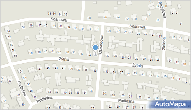 Zambrów, Żytnia, 32, mapa Zambrów