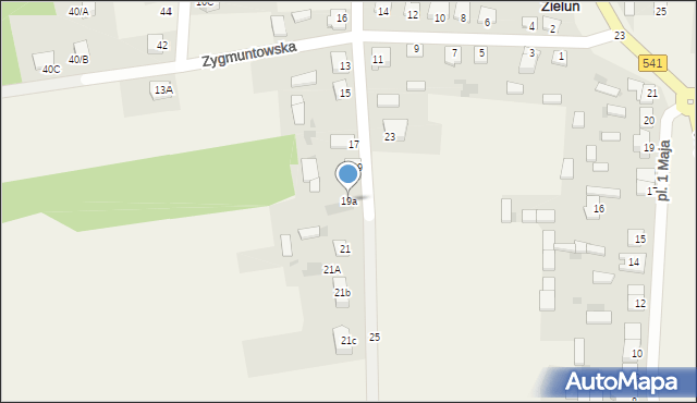Zieluń-Osada, Zygmuntowska, 19a, mapa Zieluń-Osada