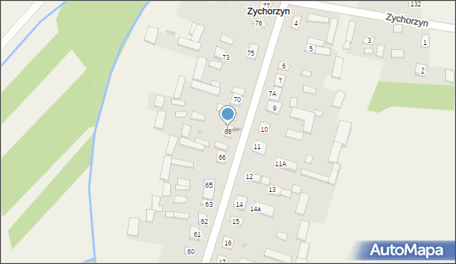 Zychorzyn, Zychorzyn, 68, mapa Zychorzyn