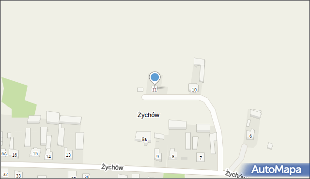 Żychów, Żychów, 11, mapa Żychów