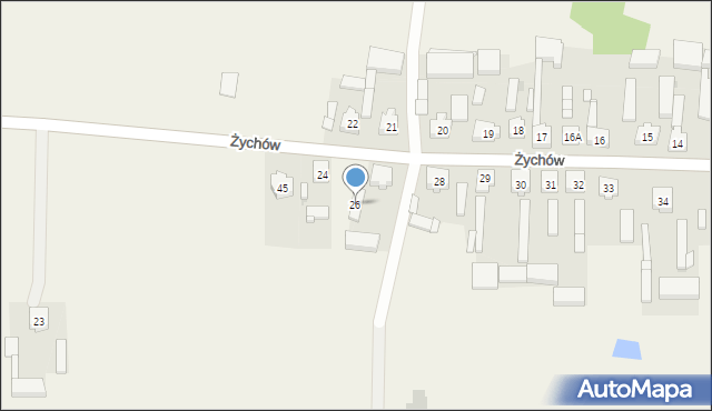 Żychów, Żychów, 26, mapa Żychów