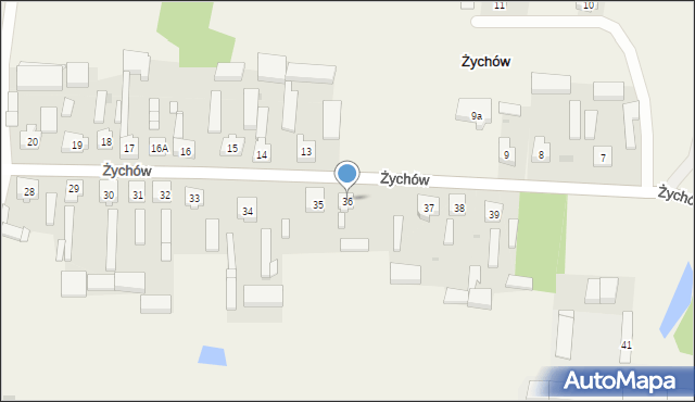 Żychów, Żychów, 36, mapa Żychów