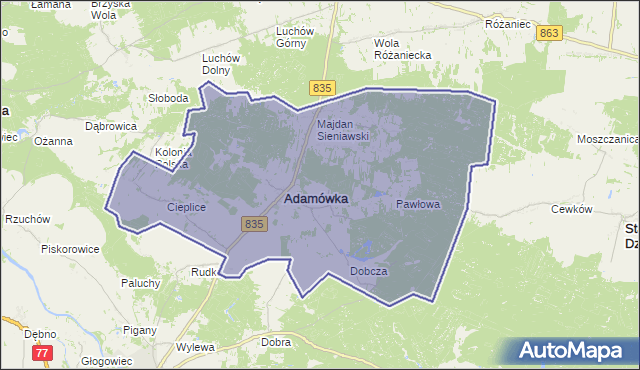 gmina Adamówka - powiat przeworski na mapie Targeo